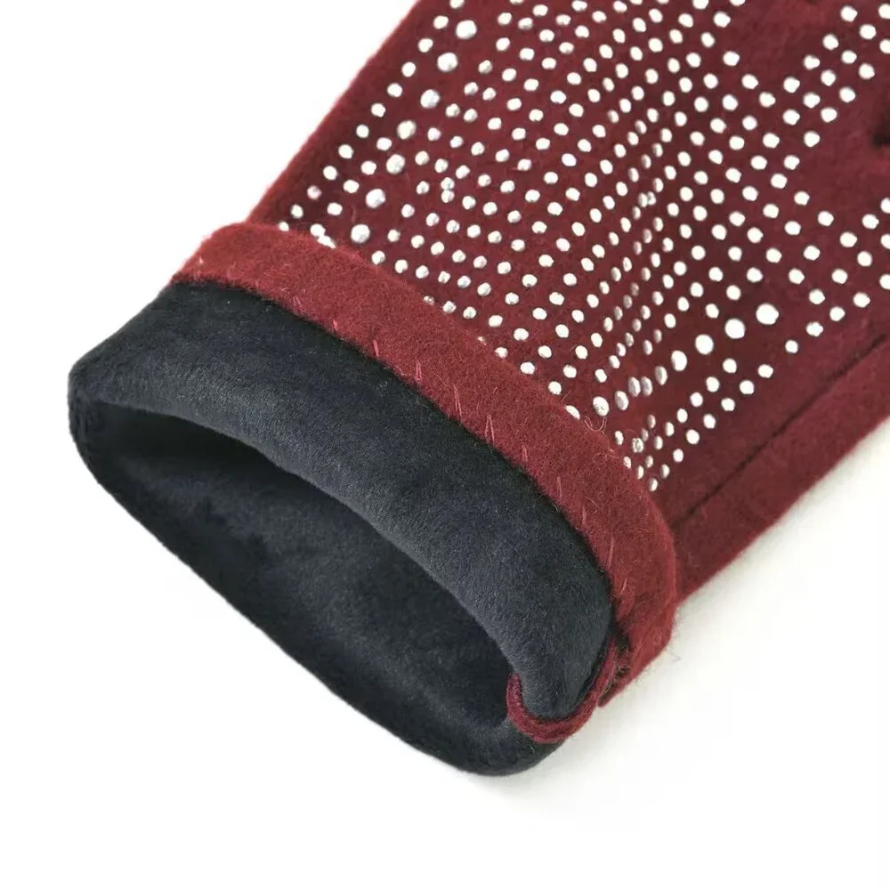 Wine Red 70% Wool and 30% Polyester Gloves with Touch Screen Function